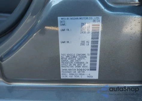 2025 Nissan Altima S Fwd from USA, damaged, VIN 1N4BL4BV5SN306929
